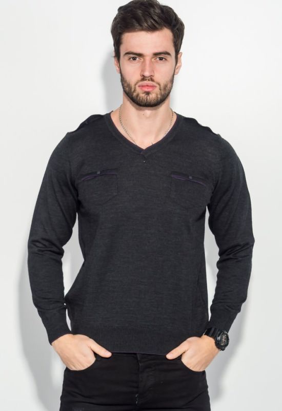 Пуловер мужской однотонный с карманом-обманкой 50PD547 (грифельный/фиолетовый/меланжевый)