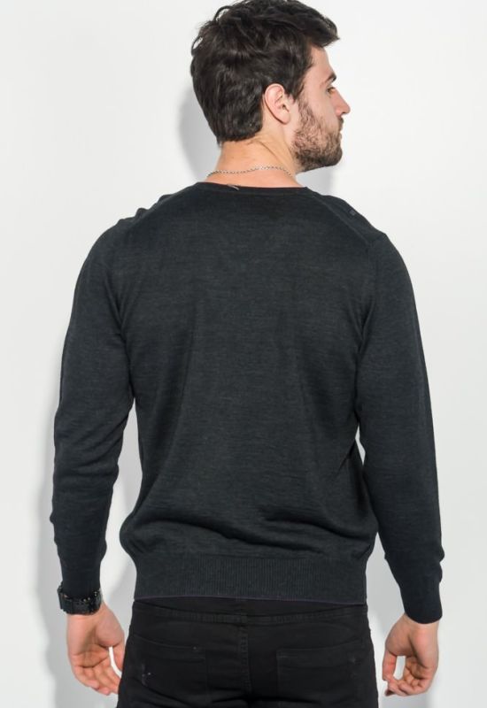 Пуловер мужской однотонный с карманом-обманкой 50PD547 (грифельный/фиолетовый/меланжевый)