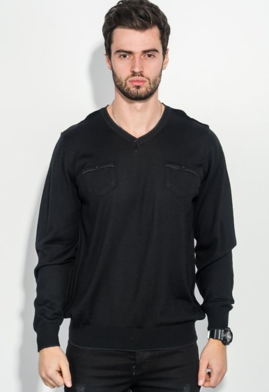 Пуловер чоловічий однотонний з кишенею-обманкою 50PD547 (чорний)