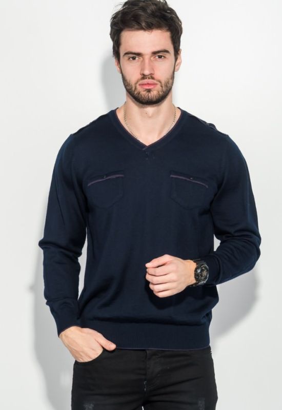 Пуловер чоловічий однотонний з кишенею-обманкою 50PD547 (темно-синій/фіолетовий)