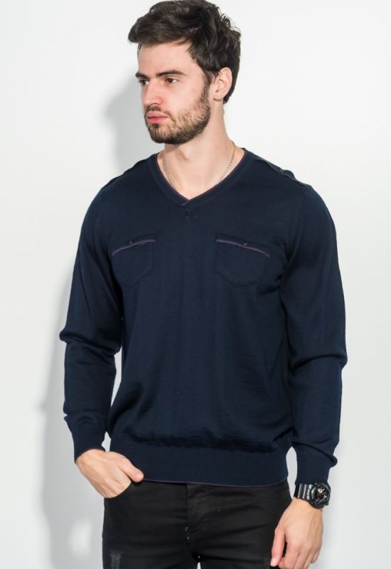 Пуловер чоловічий однотонний з кишенею-обманкою 50PD547 (темно-синій/фіолетовий)