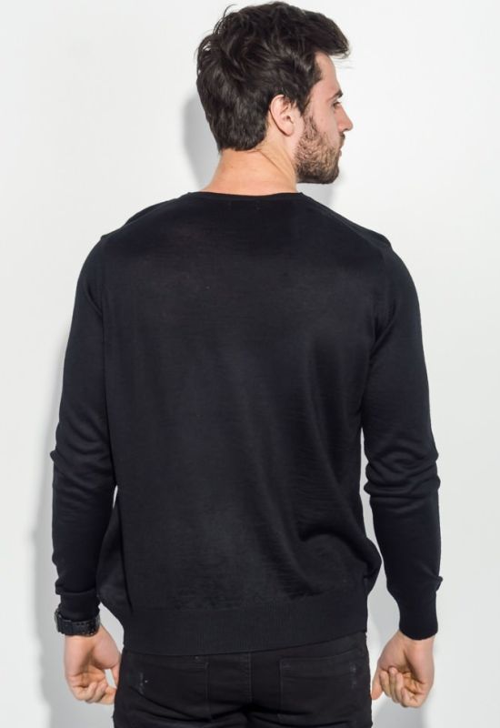 Пуловер чоловічий однотонний зі смугою по обідку вирізу 50PD398 (грифельний/меланжевий)