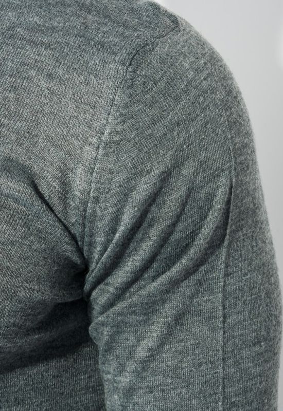 Пуловер мужской однотонный с полосой по ободку выреза 50PD398 (серый/меланжевый)