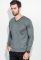 Пуловер чоловічий однотонний зі смугою по обідку вирізу 50PD398 (сірий/меланжевий)