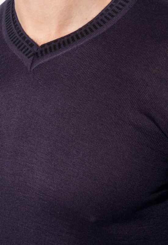 Пуловер мужской однотонный с полосой по ободку выреза 50PD398 (сиреневый/меланжевый)