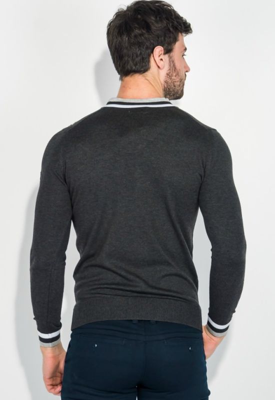 Пуловер чоловічий з подвійною смугою по вирізу 50PD378 (графітовий/сірий)