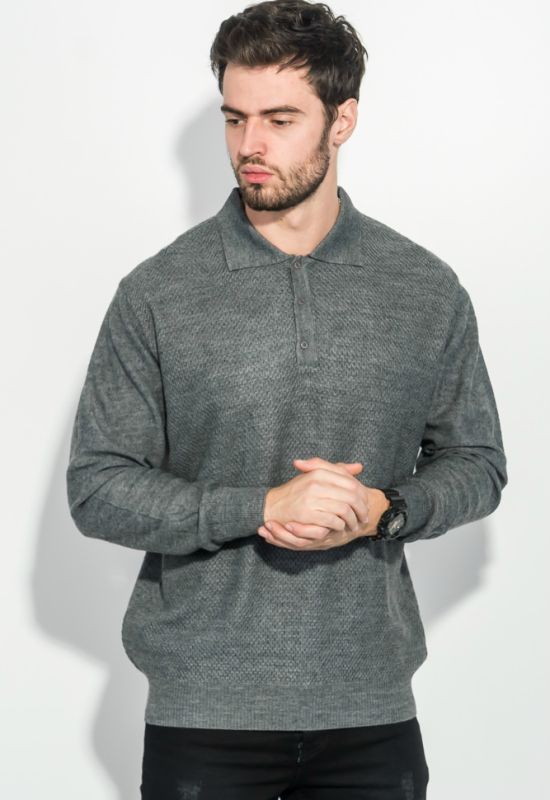 Пуловер мужской с фактурным узором «Соты» 50PD545 (серый)