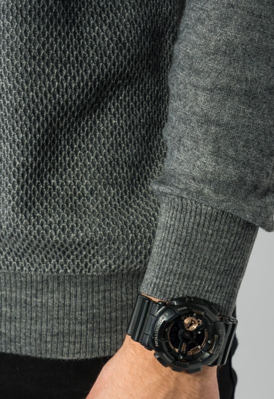 Пуловер чоловічий з фактурним візерунком «Соті» 50PD545 (сірий)