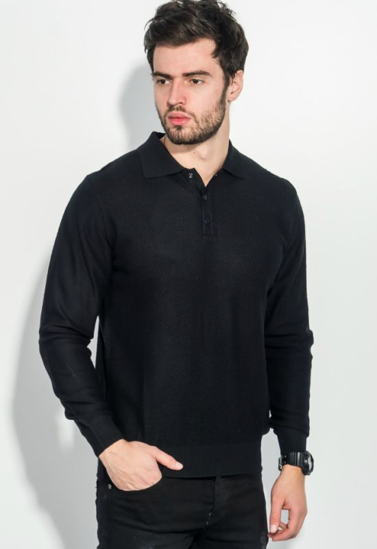 Пуловер чоловічий з фактурним візерунком «Соті» 50PD545 (чорний)