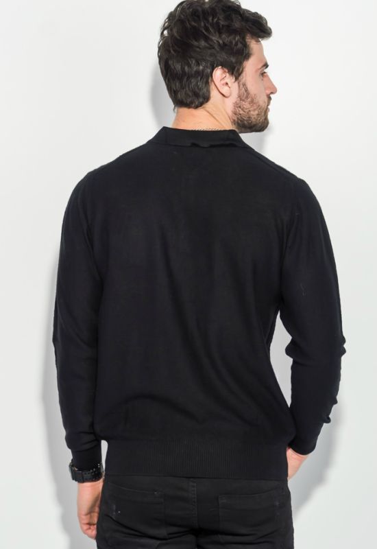 Пуловер мужской с фактурным узором «Соты» 50PD545 (черный)