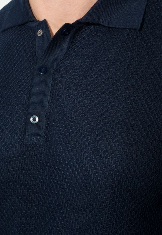 Пуловер мужской с фактурным узором «Соты» 50PD545 (темно-синий)