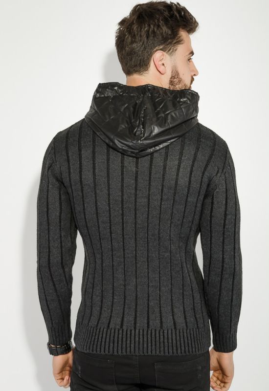 Пуловер чоловічий з капюшоном 48P3128 (графітовий)