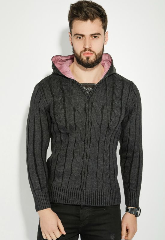 Пуловер мужской с капюшоном 48P3128 (графитовый)