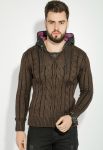 Пуловер чоловічий з капюшоном 48P3128 (коричневий)