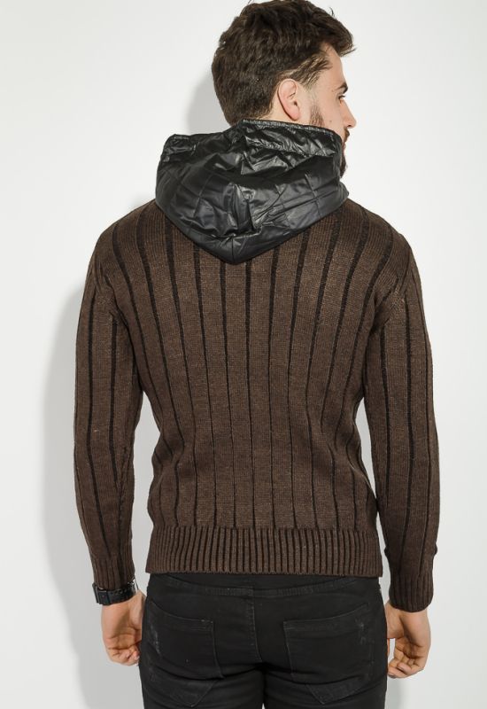 Пуловер чоловічий з капюшоном 48P3128 (коричневий)