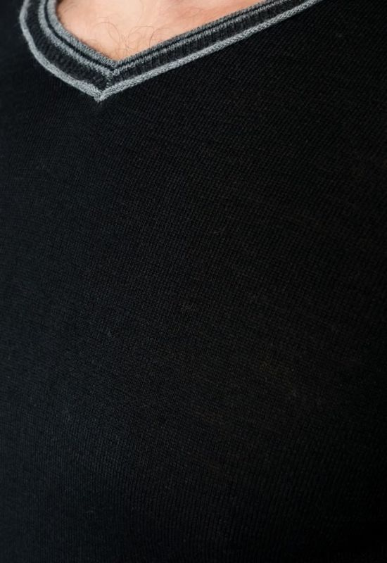 Пуловер мужской с контрастным вырезом 50PD344 (черный/серый)