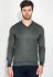 Пуловер мужской с контрастным вырезом 50PD458 (темно-серый/меланжевый)