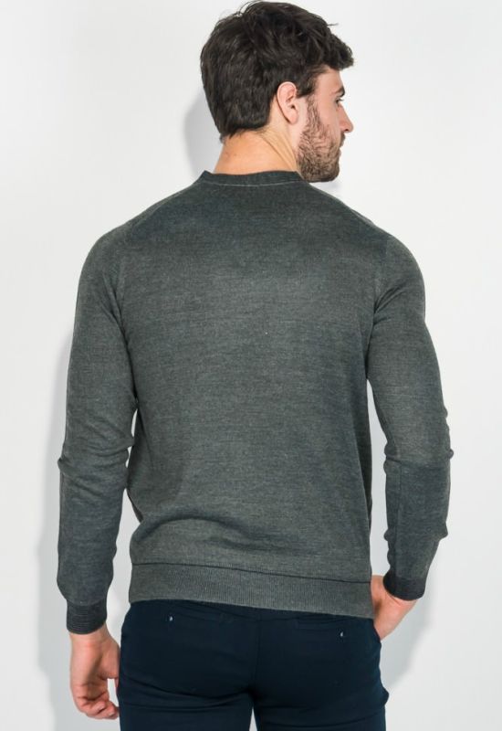 Пуловер мужской с контрастным вырезом 50PD458 (темно-серый/меланжевый)