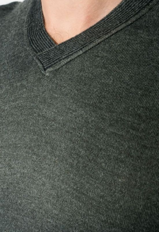 Пуловер чоловічий з контрастним вирізом 50PD458 (темно-сірий/меланжевий)