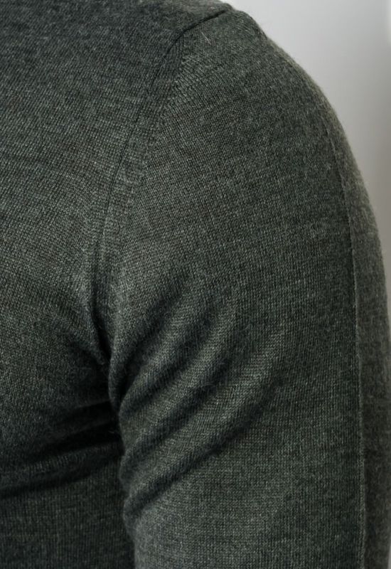 Пуловер чоловічий з контрастним вирізом 50PD458 (темно-сірий/меланжевий)