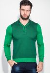Пуловер чоловічий з нашивками на ліктях однотонний 50PD414 (чорний/зелений)