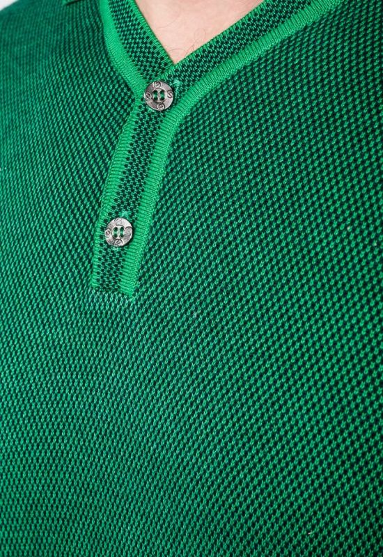 Пуловер мужской с нашивками на локтях однотонный 50PD414 (черный/зеленый)