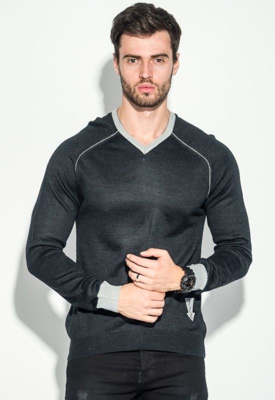 Пуловер мужской с нашивкой 50PD470 (графитовый/серый)