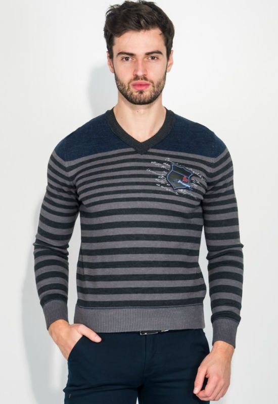 Пуловер чоловічий в смужку 50PD341 (графітовий)