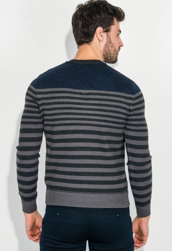 Пуловер мужской в полоску 50PD341 (графитовый)
