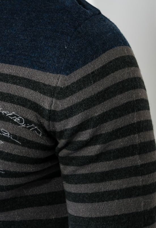 Пуловер мужской в полоску 50PD341 (графитовый)