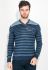 Пуловер мужской в полоску 50PD341 (синий/угольный)