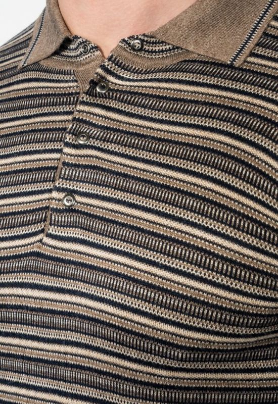 Пуловер чоловічий в смужку 50PD394 (коричневий/чорний)