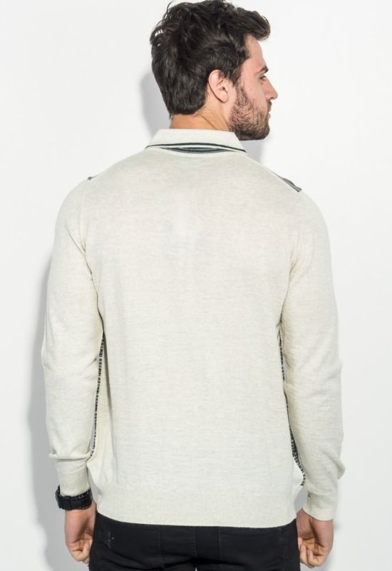 Пуловер мужской в полоску 50PD394 (серый/бежевый)