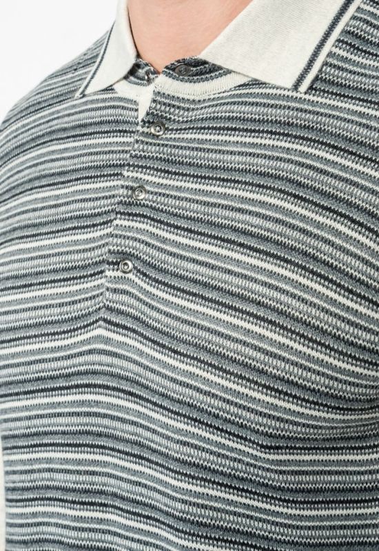 Пуловер чоловічий в смужку 50PD394 (сірий/бежевий)