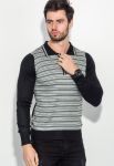 Пуловер чоловічий в смужку 50PD394 (чорний/молочний)