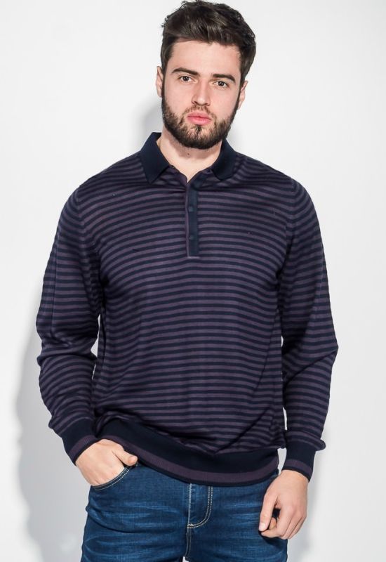 Пуловер мужской в полоску 50PD551 (фиолетовый/черный)