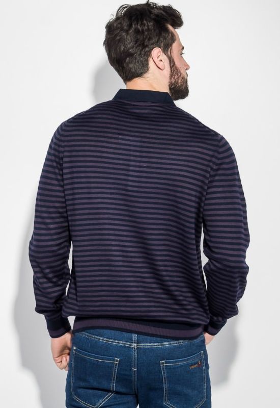 Пуловер мужской в полоску 50PD551 (фиолетовый/черный)