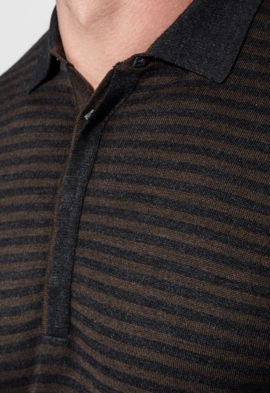 Пуловер чоловічий в смужку 50PD551 (коричневий/чорний)