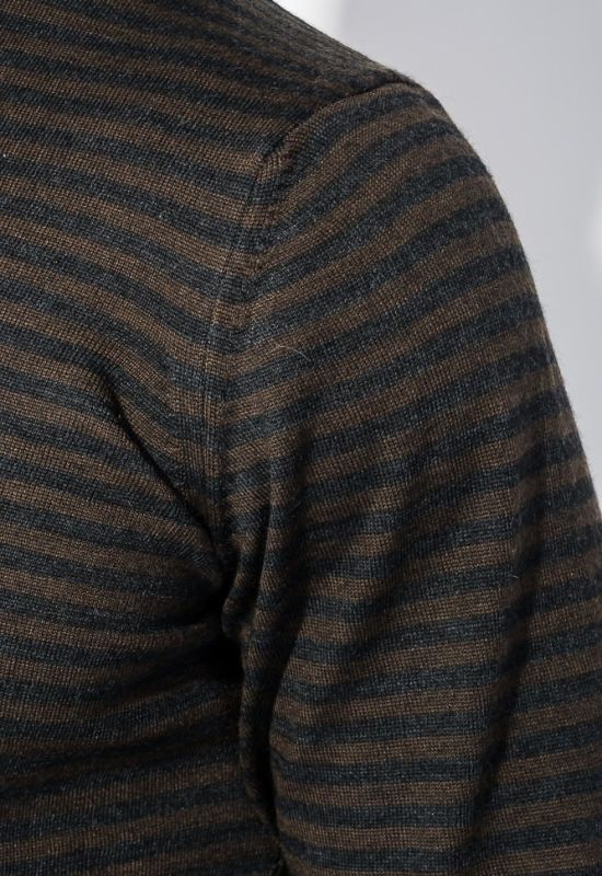 Пуловер чоловічий в смужку 50PD551 (коричневий/чорний)