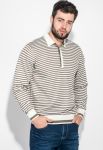 Пуловер чоловічий в смужку 50PD551 (молочний/коричневий)