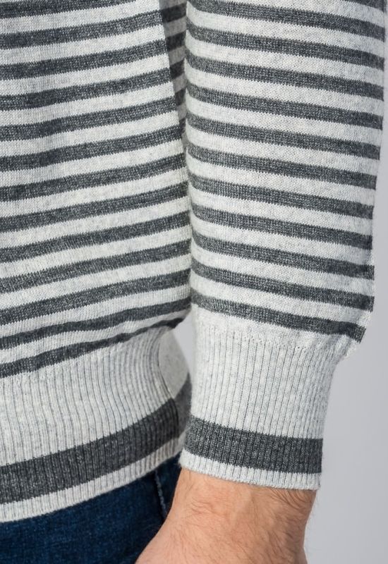 Пуловер мужской в полоску 50PD551 (серый/гранитный)