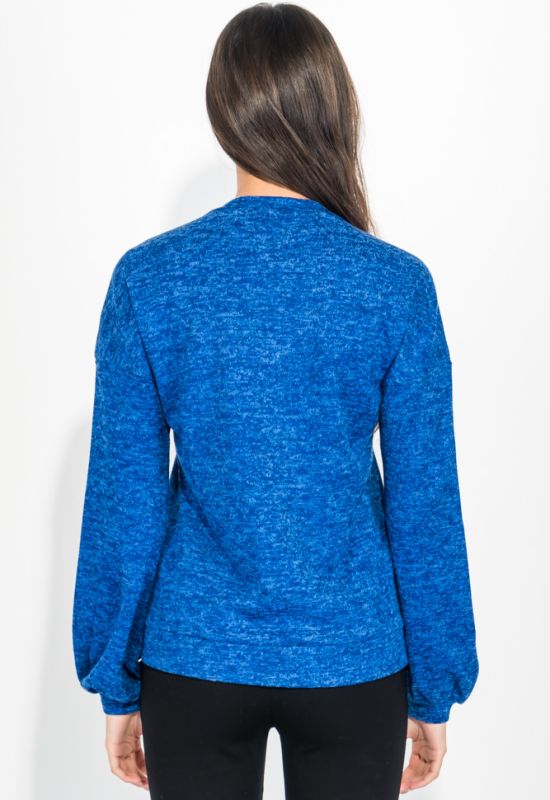 Пуловер женский с рукавом собранным по манжету 64PD274 (электрик/меланжевый)