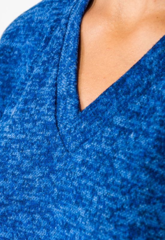 Пуловер женский с рукавом собранным по манжету 64PD274 (электрик/меланжевый)