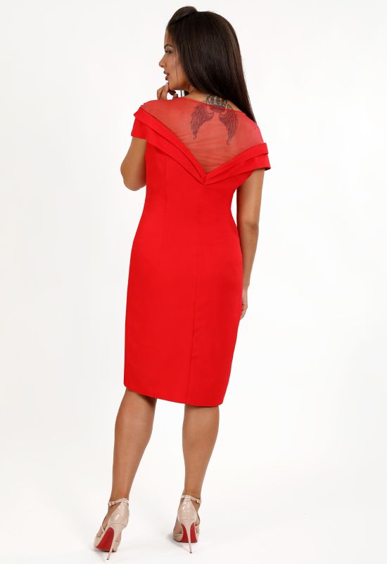 Р 0087 Коктейльное платье прямого кроя (красный)