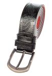 Ремень с классической пряжкой и узором на ремне 97P005 (черный)