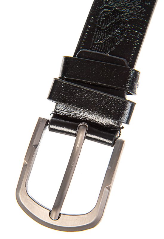 Ремінь з класичною пряжкою та візерунком на ремені 97P005 (чорний)