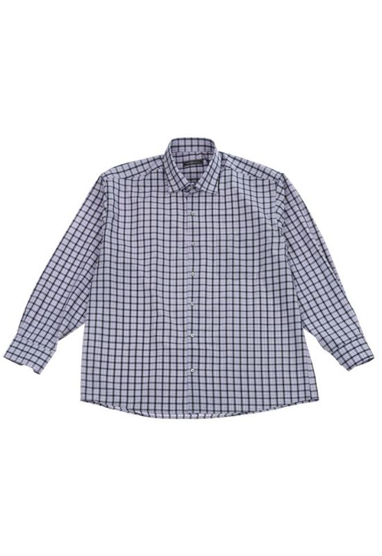 Рубашка мужская батал в клетку повседневная 50PD21447-3 (фиолетовый/серый)