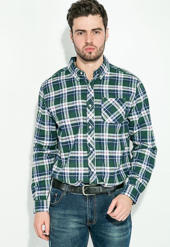 Рубашка мужская button-down в клетку 276V003 (синий/зеленый)