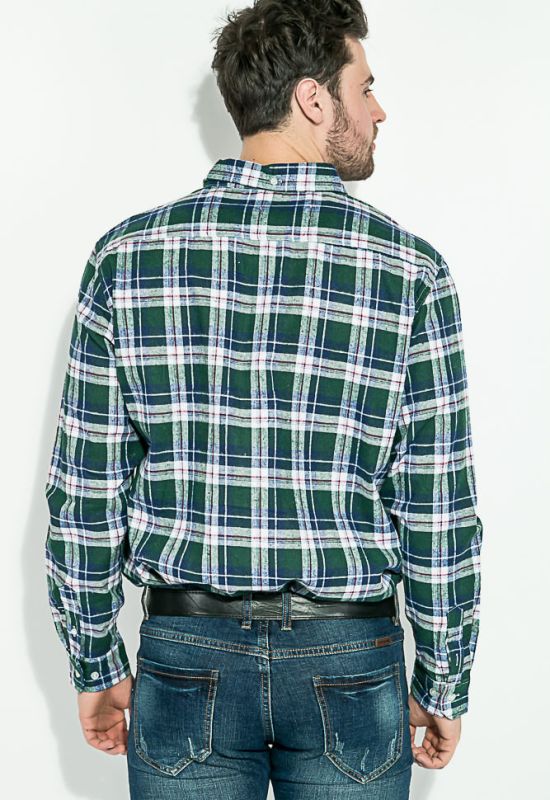 Рубашка мужская button-down в клетку 276V003 (синий/зеленый)