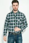 Рубашка мужская button-down в клетку 276V003 (зеленый/синий)
